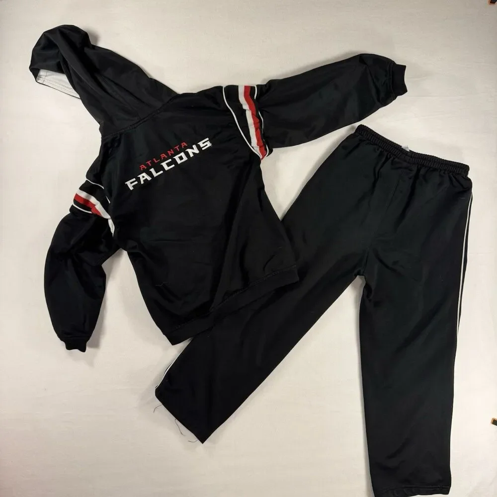 Reebok NFL Atlanta Falcons Youth Large Sz 7 Tracksuit Hoodie Black Full Zip Logo